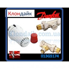 Danfoss Клапан RA-N + термостатический элемент RAE + клапан запорный RLV-S прямой Danfoss Клапан RA-N + термостатический элемент RAE + клапан запорный RLV-S прямой